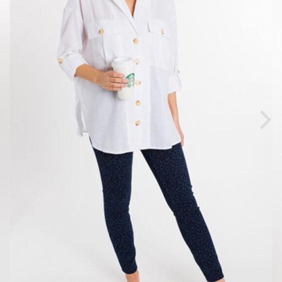 Spanx Leopard Print Look At Me Now Denim Leggings Blue Women’s Size M - Picture 5 of 14